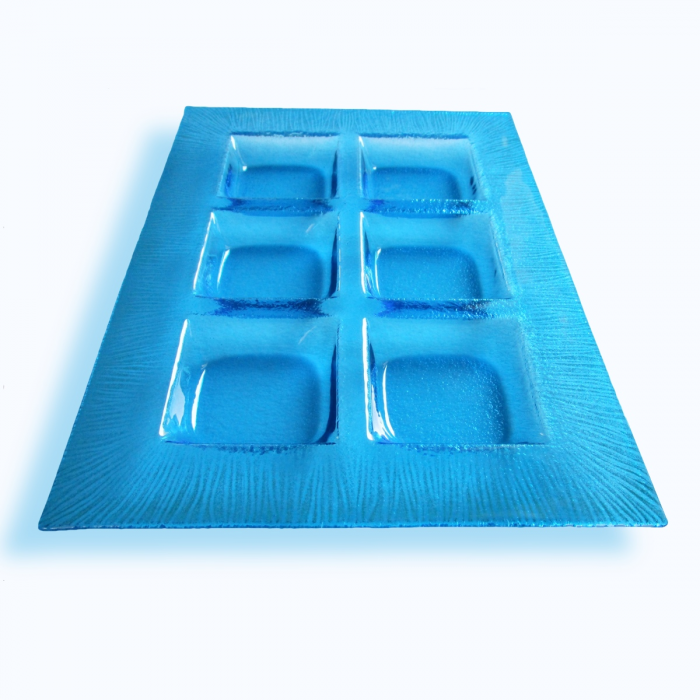 Porta antipasti in vetro di Murano azzurro